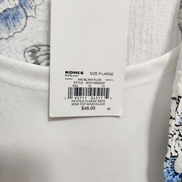 Croft & Barrow Blue Floral Button Down Blouse - Picture 5 of 6